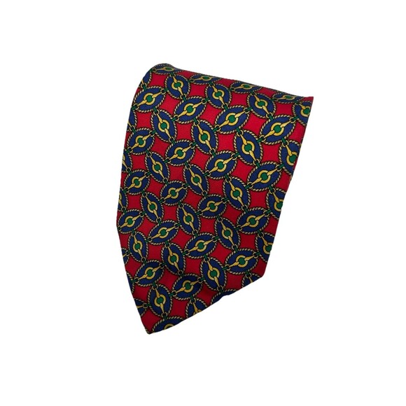 Brooks Brothers Makers All Silk Red Nautical Rope Chain Pattern Tie 56.25"x 3.5" - Picture 1 of 5